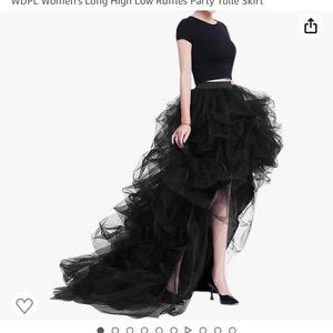 WDPL Women's Long High Low Ruffles Party Tulle Skirt Large